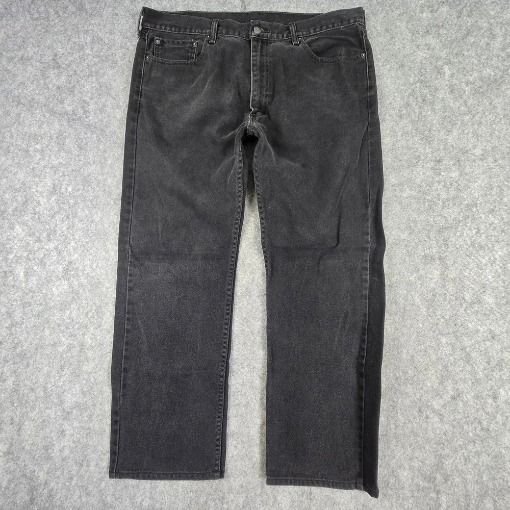 Levi's 505 Jeans Mens 40x29 Black Regular Fit Straight Leg Faded Wash